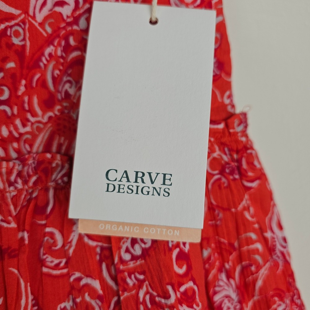 NWT Carve Designs Skirt Women Small Red Sienna Paisley Organic Cotton Mini - Picture 2 of 9